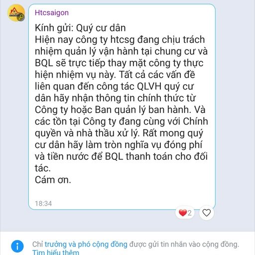 thong bao của htc sg